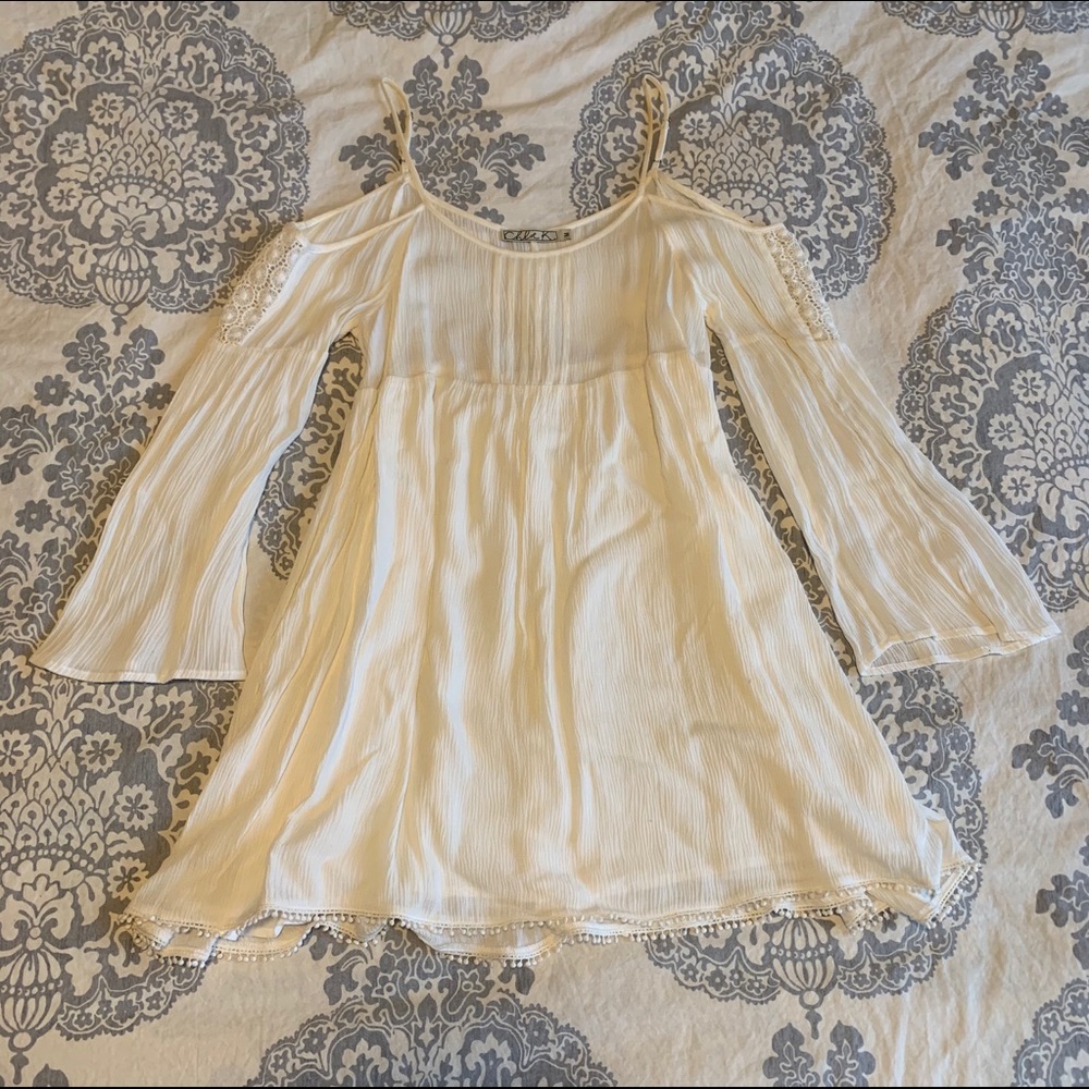 Cream colored off-the-shoulder Boho dress